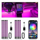 Winzwon Car LED Interior Lights, Gifts for Him Her, Car Accessories for Men Women, Car Strip Light with USB Port APP Control, Car Stuff Lighting Kits Decoration Atmosphere Lights (2 Pack)