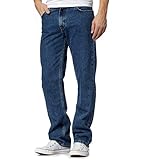 Inspire Me Mens Straight Leg Heavy Duty 100% Cotton Jeans | Regular Straight Leg | Plain Denim Wash Regular Fit Boys Dark Blue, 34W / 27L