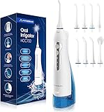 Hangsun Water Flossers for Teeth Cordless Oral Irrigator Dental Water Jet Electric Tooth Flosser with 8 Jet Tips 300ML Water Tank USB Rechargeable for Tavel and Home Use (Blue)