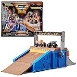 Monster Jam Mini Freestyle Flip Arena Playset and Storage with 2 Mini Monster Jam Trucks, Kids’ Toys for Boys and Girls Ages 3 and up