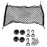 Cargo Net,Organizer Net Heavy Duty,70 x 120 cm Nylon Mesh,Elastic Stringwith 6 Carabiners + 6 Hooks,for Car Interior Roof Storage,Luggage,Rear Boot,SUV,Truck Bed,Vans,Groceries,Motorhomes,Universal