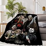Flannel Blanket Michael-Myers Horror Halloween Covers Throw Blanket for Bed Sofa Living Room (Michael-Myers, Large 50 x 60 inch )