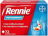 Rennie Antacids, Peppermint Flavour, 72 Count (Pack of 1)