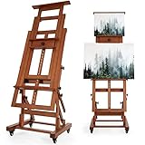 VISWIN Extra-Large Heavy-Duty H Frame Easel, Hold 1 or 2 Canvas up to 79", Tilts Flat & Movable Beech Wood Large Easel Stand for Painting, Adjustable Professional Floor Art Easel for Adults, Artists