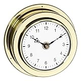 TFA Dostmann Analogue Wall Clock Made of Brass MARITIM, 98.1021, made in Germany, quartz clock, brass