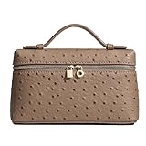 Rejolly Crossbody Bag for Women L19 Pouch Top-Handle Leather Bag Designer Shoulder Handbag Quiet Luxury Trendy Purse Ostrich Elephant Grey (Gold Hardware)