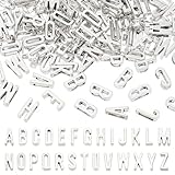 PH PandaHall 130pcs Tibetan Alloy Alphabet A-Z Slide Charms Letters Slide Beads Charms for DIY Craft Flat Bracelet Wristbands Necklace Choker Jewellery Making