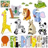 3D Puzzles for Kids Jungle Pack 8 - BONNYCO | 3D Puzzle Animals, Educational Kids Toys, Creative Gifts for Boys and Girls 6 7 8 9 10 Years Birthday Christmas | Jigsaw Children Activity, Craft Kits