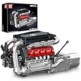Mould King V8 Engine Building Blocks Set, 10203 Engine Model That Runs, Mini Engine for Adults with Battery and Motor, Construction Toys for Teens(1169 Pcs)
