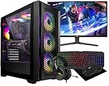 Computek Gaming PC Desktop Computer Bundle, i7-3770 3.90GHz, 16GB RAM, GT 730 2GB, 256GB SSD + 1TB HDD, 500W 80+ PSU, Black 6 Fan RGB Case, WiFi, Windows 11, 22" Monitor