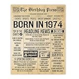 Stuff4 51st Birthday Poster Unframed - Born In 1974 Vintage Newspaper - Happy 51st Birthday Gifts for Women Men Retro Back In 1974, 8x10 Inch Fifty-One Fifty-First Decor Decoration Bday Party