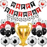 Football Theme Birthday Party Decorations - 29pcs Red Soccer Party Supplies with Latex balloons, Birthday Banner, Champion Foil balloons, Party Favor for Kids