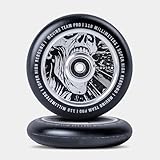 Movino Wheels for Scooter 2 Pieces 110 mm Aluminium Polyurethane Super High Rebound Resistant up to 100 kg Full Core Skeleton Black