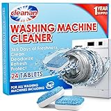 Washing Machine Cleaner Deep Clean Tablets - 24 Pack for Year-Round Deep Clean, Suitable for HE, Top Load & Front Load Washer Cleaner, Removes Odor, Grime & Build-Up, Septic Safe, Eco-Friendly