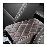 JNNJ Car Center Console Pad, Waterproof Auto Armrest Protector Cover, Soft PU Leather Center Console Pad, Universal Car Armrest Pad Car Armrest Seat Box Cover Protector for Most Vehicle(Black/Red)