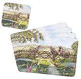Sets of 4 Placemats with 4 Matching Coasters (Donkey Farm Placemat and Coaster Set)