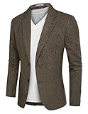 PJ PAUL JONES Herringbone Tweed Blazer British Wool Blend Sport Coat Jacket, Brown-Houndstooth, XXL