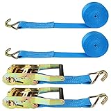 JMIATRY 2 Pcs Heavy Duty Ratchet Straps with Hooks, 3m x 50mm Ratchet Tie Down Straps with 3000kg Break Strength, Adjustable Ratchets Strap for Vans, Motorcycle, Trucks and Trailer