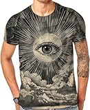 Cndiyike Soccer T Shirts for Men,3D Printed Graphic Short Sleeve Tees, Angel Eyes, XL