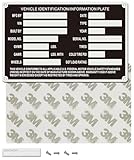 Vin Plates for Trailers Replacement Vin Plate Vin Number Plate for Trailer Trailer Plate Vin Tags Serial Number Plate Vehicle Identification/Information Plate Data TAG Blank Model VIN