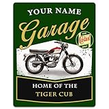 Personalised Triumph Tiger Cub Metal Wall Sign, Custom Vintage Motorbike Garage Plaque, Retro Motocycle Sign, Man Cave, Car Shed, Mechanic Sign Decor Birthday Father's Day Gift - VB39