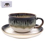 Lesser & Pavey Reactive Glaze Cup and Saucer Set | Lovely Tea Cup Set Perfect for Any Home or Office | Tea Cups and Saucers or Coffee Cup and Saucer for Enjoying Hot Drinks - Elements