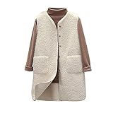 Beige UK Body Warmer Women's Sleeveless Fleece Gilet with V-Neck & Button Pockets