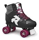 Roces Model Disco Palace Roller Skates, Quad Roller Skates 4 Wheels, Women and Men, White/Black