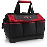 ToughHub 14 Inch Tool Bag - Heavy Duty Tool Bag - 1680 Denier Water Resistant, Hard Base, Wide Mouth, Multiple Pockets - Ideal for Electricians, Plumbers, DIY & professionals