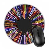 Round Mousepad, neon Lights Rays Bright Radial Laser Lights Mouse Pads, Non-Slip Rubber Base Mouse Pad, for Desktop Notebook Mouse Mat 7.87 inches (20cm)
