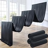 4 Panels 5x30ft Black Ceiling Drapes for Wedding Parties, Wrinkle Free Thick Polyester 30ft Long Canopy Tent Draping Ceiling Curtains Arch Drapery for Birthday Event Venue Decoration