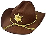 I LOVE FANCY DRESS U.s American Sheriff - Sturdy Cowboy Hat With Brown Felt Material and Gold Plastic Star Sheriff Badge