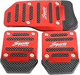 MXYUANHANG Auto Aluminum Pedal Covers for Audi A3 8V S3 RS3 RS 3 S 2013-2019, Car Brake Foot Pedals Pad Kit Anti-Slip Foot Pedal Pad Covers,Red-Manual transmission