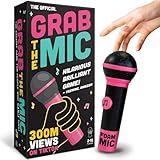 Lucky Egg Official Grab the Mic – Family Karaoke Game, 8+ Year Olds, 2-10 Players - Board Game for Bad Singers with 250 Lyrics (125 Cards) for Hilarious Nights & Birthday Party, Kids Gift
