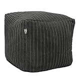 rucomfy Beanbags Corduroy Cube Footstool Bean Bag. Home Decor Accessories for Living Room, Lounge and Bedroom. Modern Furniture Square Pouffe. Machine Washable. 38 x 38 x 38cm (Slate Grey)