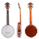 Kmise Banjo Ukulele 4 String Concert Banjos Sapele Aquila String Snowflake Dots