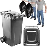 STAR SUPPLIES Grey/Black Wheelie Bin - Outdoor Wheel Bin for Trash and Rubbish - Rubber Wheels - 240L