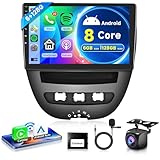 6G 128G for Citroen C1/Peugeot 107/Toyota Aygo 2004-2014 with Carplay Android Auto Android Car Stereo, 10.1 Inch Touch Screen Car Radio with GPS Navigation Bluetooth FM RDS WiFi Backup Camera