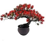 Fycooler Artificial Bonsai Tree Miniature Artificial Plants Potted Japanese Zen Tree 33 cm in Width Artificial House Plants Juniper Bonsai Fake Plant Greenery for Home Office Decor Desktop Display