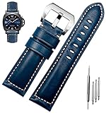 Niziruoup Leather Watch Straps for Men - Vintage Top Grain Bands Compatible With Panerai, Genuine Bracelet Replacement 22mm 24mm 26mm for Men Women