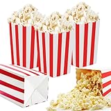 XFentech 15 Pieces Popcorn Boxes - Cardboard Popcorn Bags Classic Red & White Striped Paper Mini Popcorn Box Small Snacks Container for Festivals Parties Birthday Candies Popcorn Nuts Chocolates