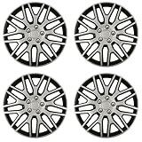 Shield Autocare Car Wheel Trims 13" 14" 15" 16" 17" Inch | Boxed Set of 4 Universal Fit Alloy Wheel Hub Caps Covers | Tyre Rim Accessories (Dakar | Silver/Black, 13")