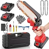 Ginarelo Cordless Mini Chainsaw Battery Small - Chainsaws Chain Saws Handheld Lightweight Outdoor Power Tools for Cutting Trees Pruning Branch Cutter 6 Inch 2 Batteries with Charger Rotorazer