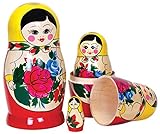 Tobar Wooden Russian Dolls - 5 Traditional Matryoshka Nesting Figures