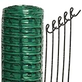 Suregreen Green Plastic Barrier Fencing Mesh with 5 Steel Pins | 1m x 15m Roll | 80g/m² Lightweight, Recycled Mesh for Temporary Garden Fencing, Dog Barriers & Outdoor Projects