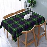 FWJZDSP Tablecloth Rectangle Sutherland Tartan Blue Green Plaid Polyester Fabric Table Cloth, Water Resistant & Wrinkle Free Table Cover for Kitchen and Dining Room Tabletop 54"x72" (4-6 Seats)