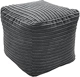 Beautiful Beanbags - Jumbo Cord Beanbag Cube, Large Plush Jumbo Cord Pouffe, Footstool (Grey)