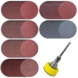 120Pcs 25 mm/1 Inch Sanding Discs, 100 180 240 400 1500 3000 Grit Sandpaper with 1/8" Shank Backing Plate, for Drill Grinder Rotary Tool, Hook and Loop Sand Paper Assortment Pack