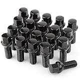 GAsupply 20pcs Tapered Seat Alloy Wheel Bolts | M14x1.25, 28mm Thread, 17mm Hex | Replacement Bolt Kit for BMW Mini (Black)