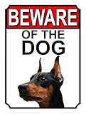 SHAWPRINT BEWARE OF THE DOG METAL GATE SIGN DOBERMAN PINSCHER 200MM X 150MM (1128H1)